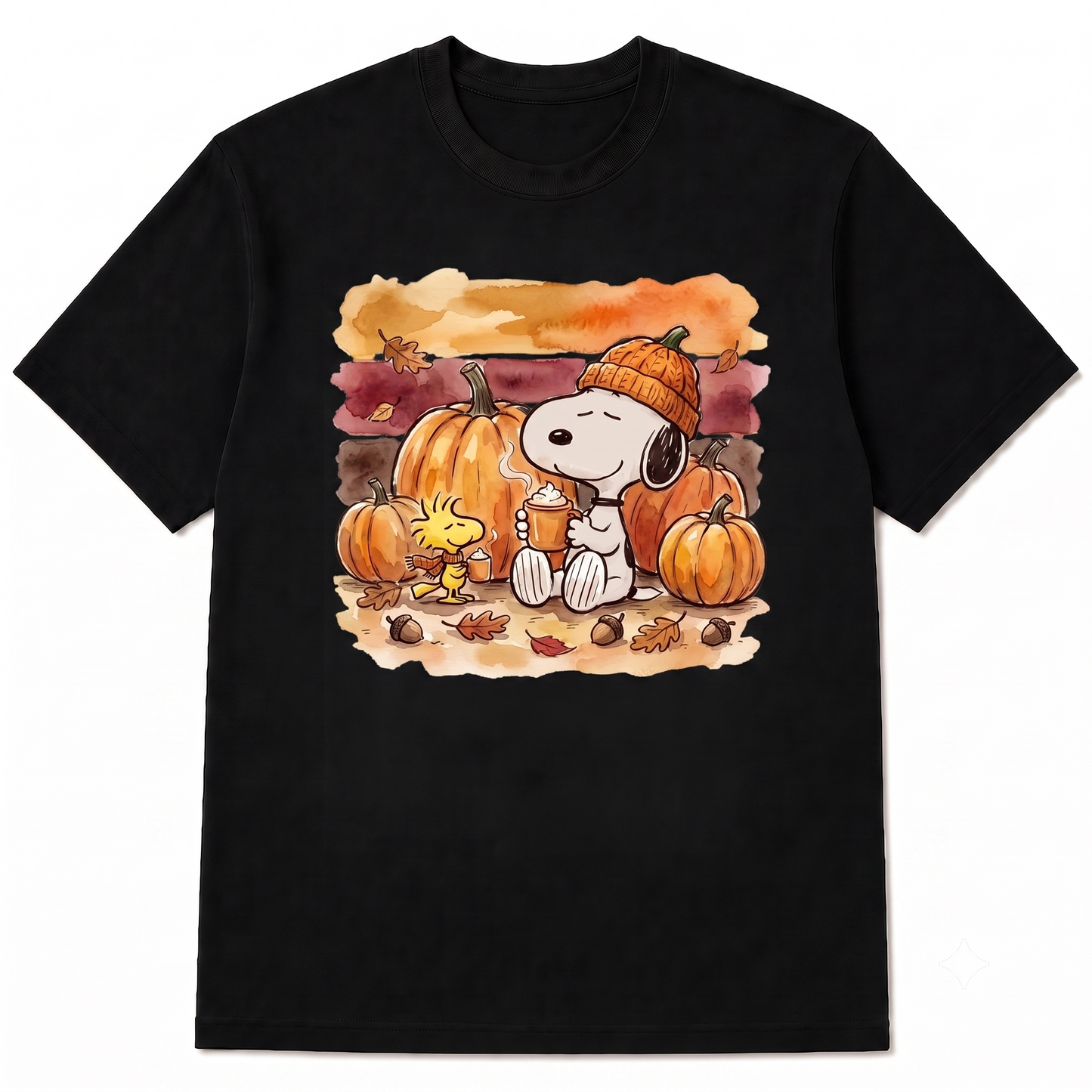 Cute Halloween Spooky Dog Pumpkin Shirt, Cozy Autumn Watercolor T-Shirt