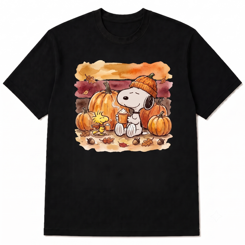 Cute Halloween Spooky Dog Pumpkin Shirt, Cozy Autumn Watercolor T-Shirt