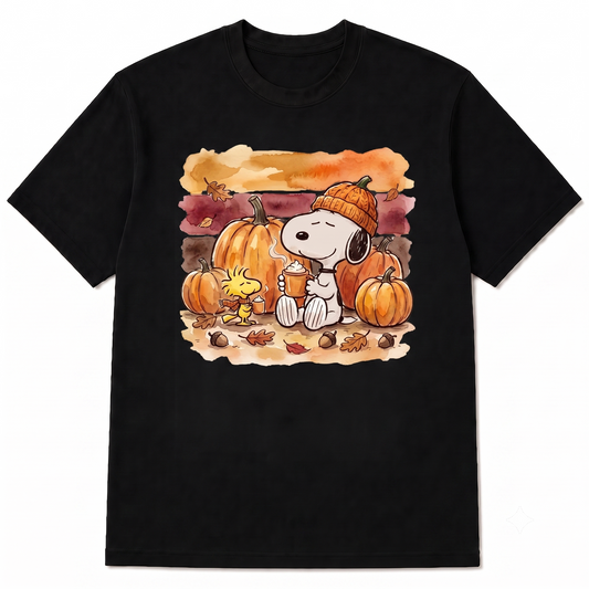 Cute Halloween Spooky Dog Pumpkin Shirt, Cozy Autumn Watercolor T-Shirt