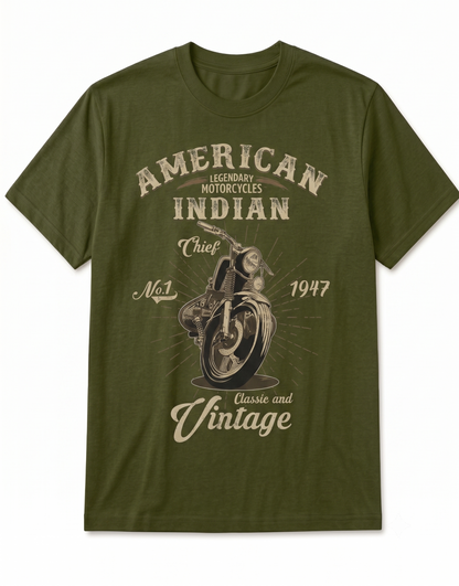 Vintage 1947 Indian Chief Motorcycle Graphic T-Shirt