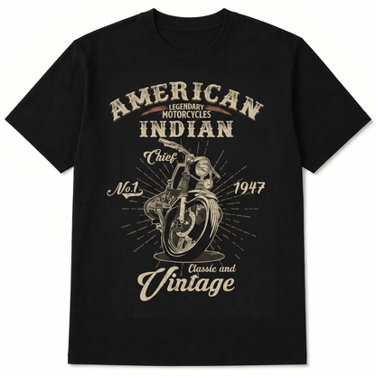 Vintage 1947 Indian Chief Motorcycle Graphic T-Shirt