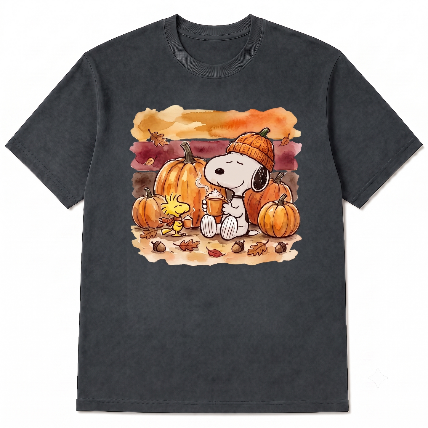 Cute Halloween Spooky Dog Pumpkin Shirt, Cozy Autumn Watercolor T-Shirt