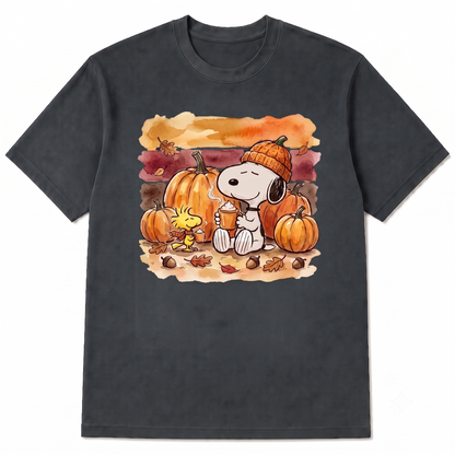 Cute Halloween Spooky Dog Pumpkin Shirt, Cozy Autumn Watercolor T-Shirt