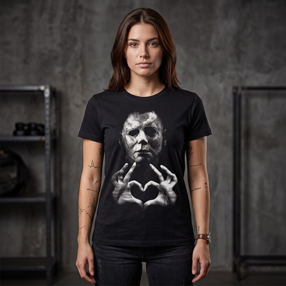 Michael Myers Heart Hands Graphic Horror Movie Halloween Tee