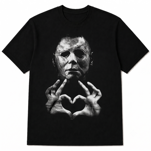 Michael Myers Heart Hands Graphic Horror Movie Halloween Tee