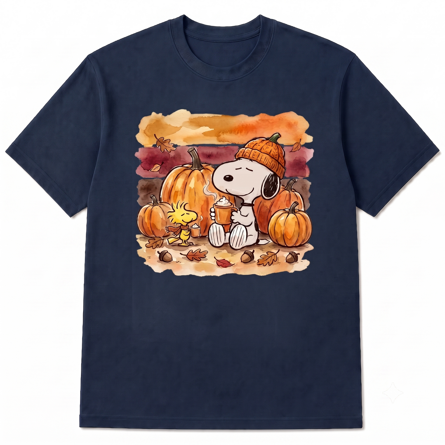 Cute Halloween Spooky Dog Pumpkin Shirt, Cozy Autumn Watercolor T-Shirt