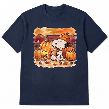 Cute Halloween Spooky Dog Pumpkin Shirt, Cozy Autumn Watercolor T-Shirt