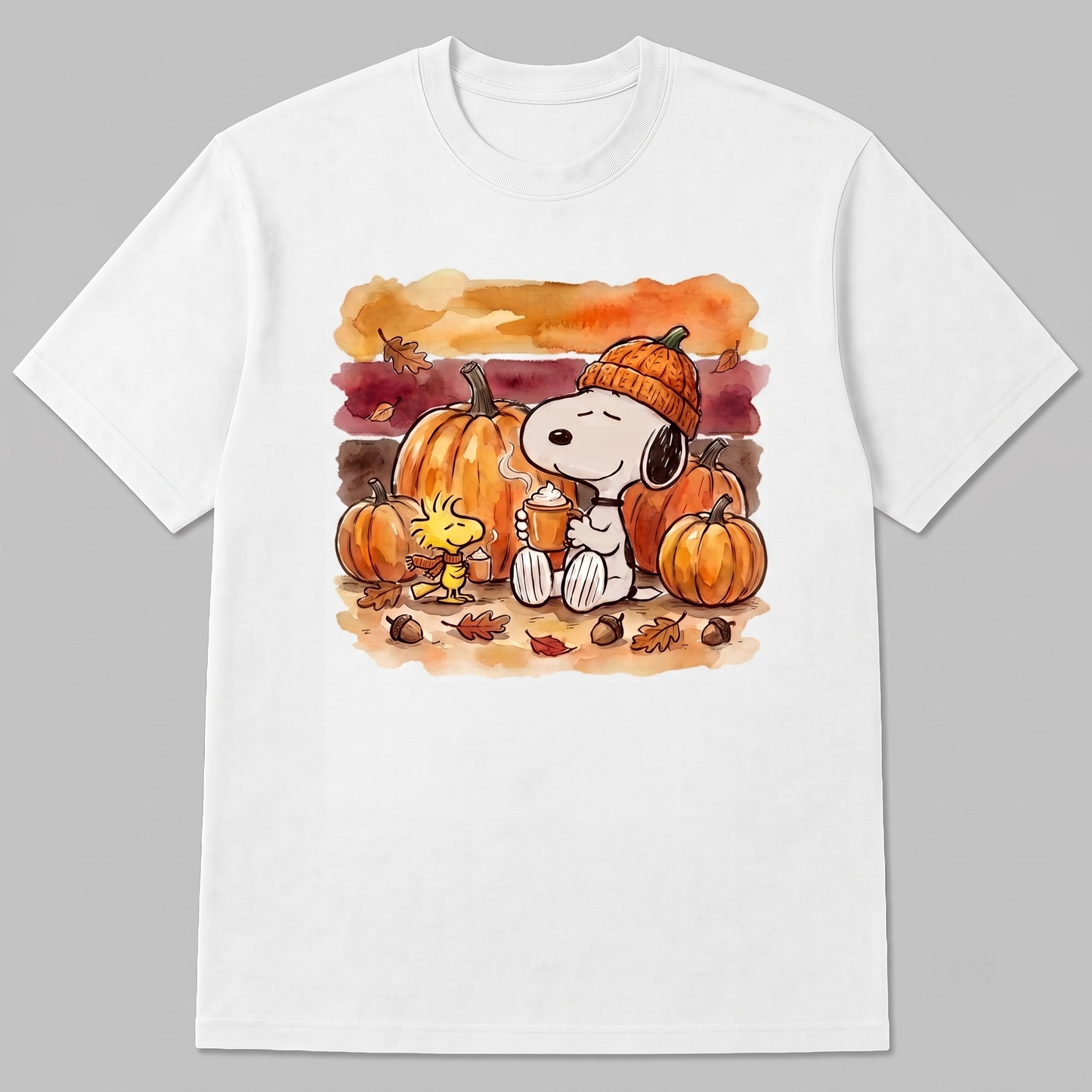 Cute Halloween Spooky Dog Pumpkin Shirt, Cozy Autumn Watercolor T-Shirt