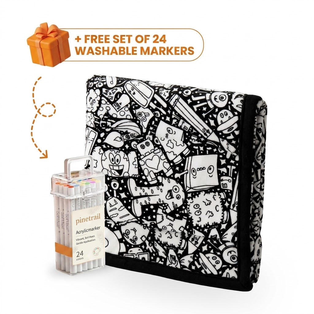 DIY Coloring Blanket with 24 Markers