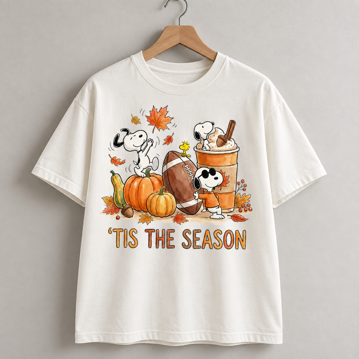 Snoopy Fall T-Shirt, Peanuts Autumn Pumpkin Graphic Tee, Tis The Halloween