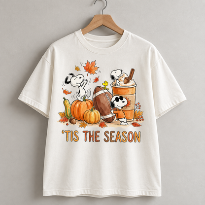 Snoopy Fall T-Shirt, Peanuts Autumn Pumpkin Graphic Tee, Tis The Halloween