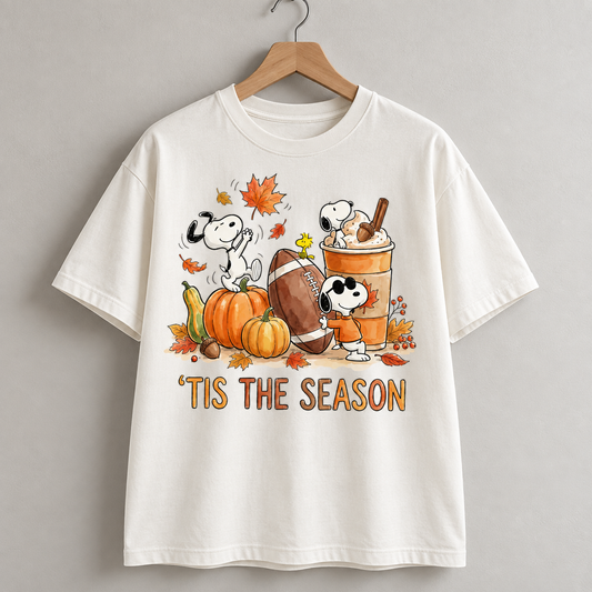 Snoopy Fall T-Shirt, Peanuts Autumn Pumpkin Graphic Tee, Tis The Halloween