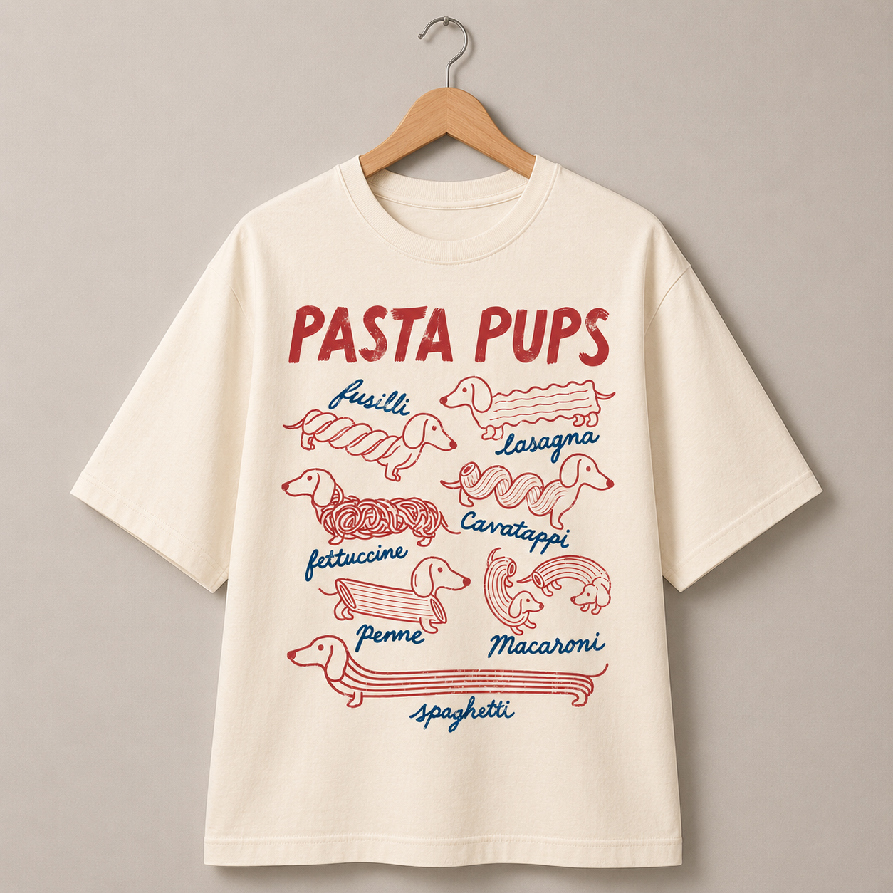 Dachshund Pasta Pups T-Shirt Funny Dog Lover Graphic