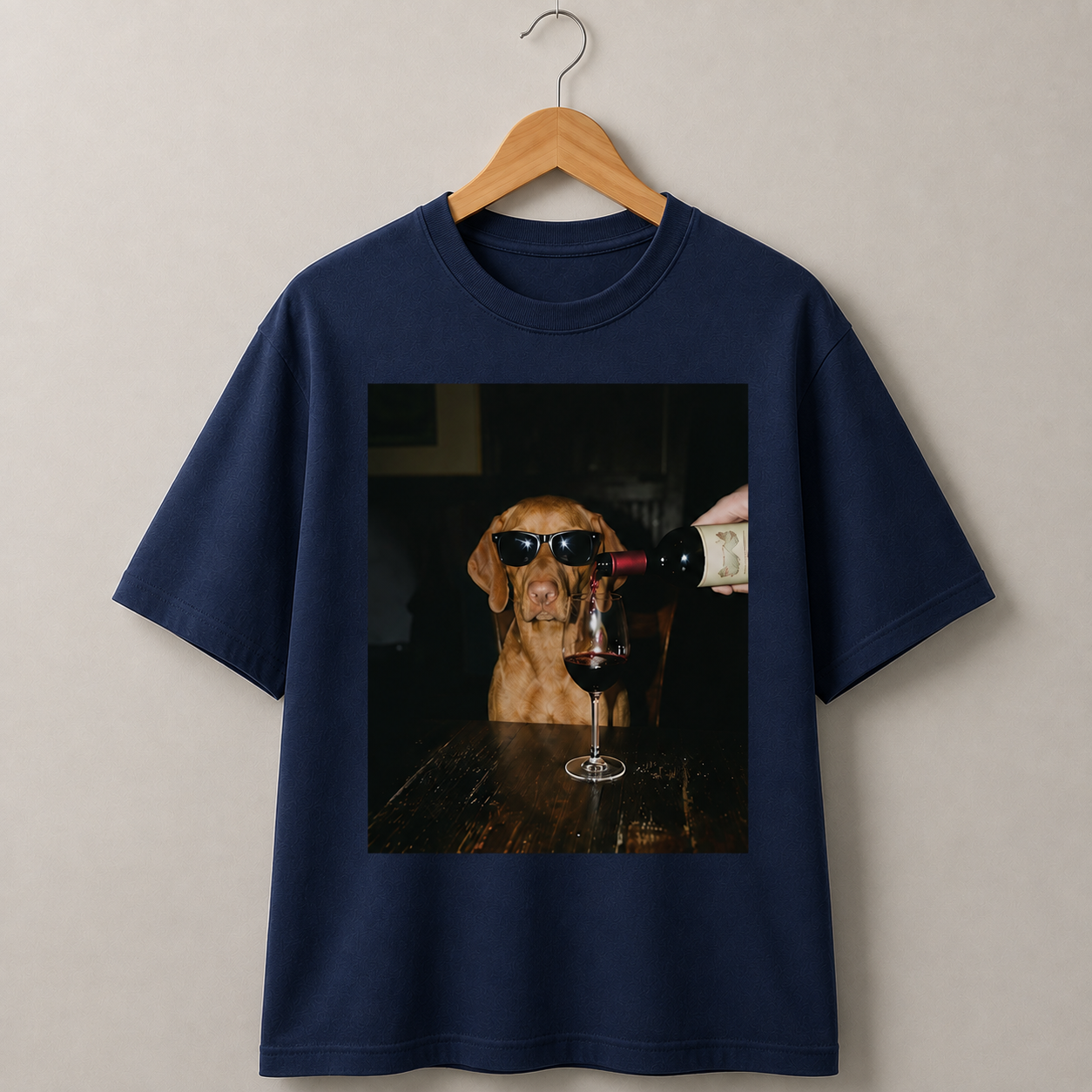 Funny Dog Wine Lover Graphic T-Shirt Vintage Style
