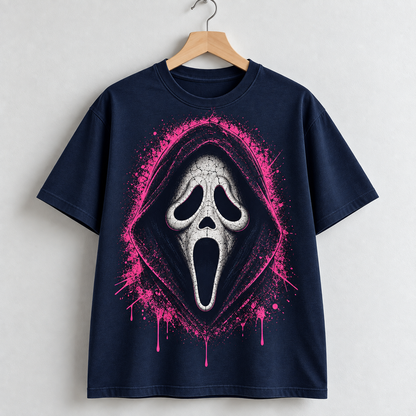 cream Ghostface Graphic T-Shirt Horror Movie Style