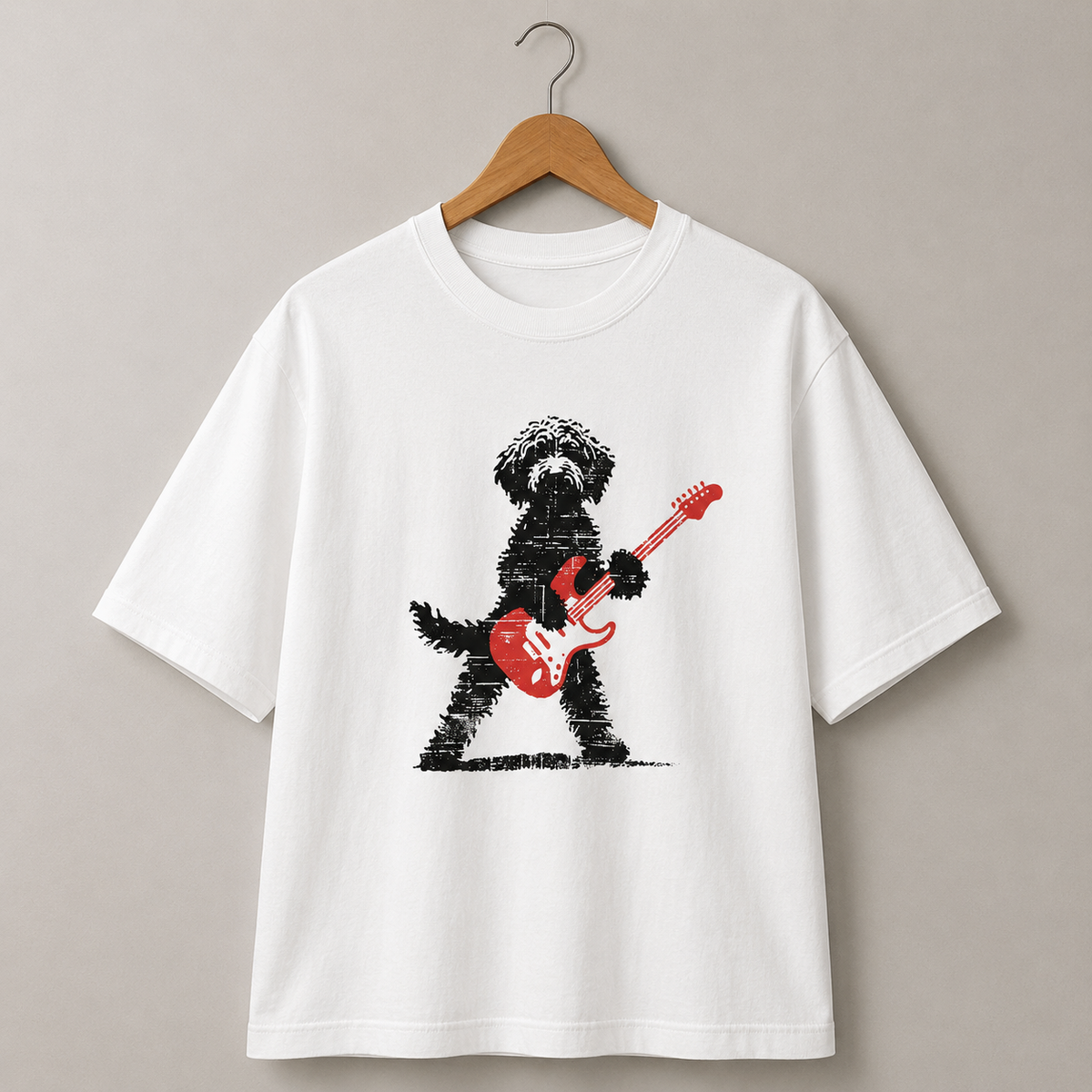 Doodle Dog Guitar T-Shirt Rock Music Graphic