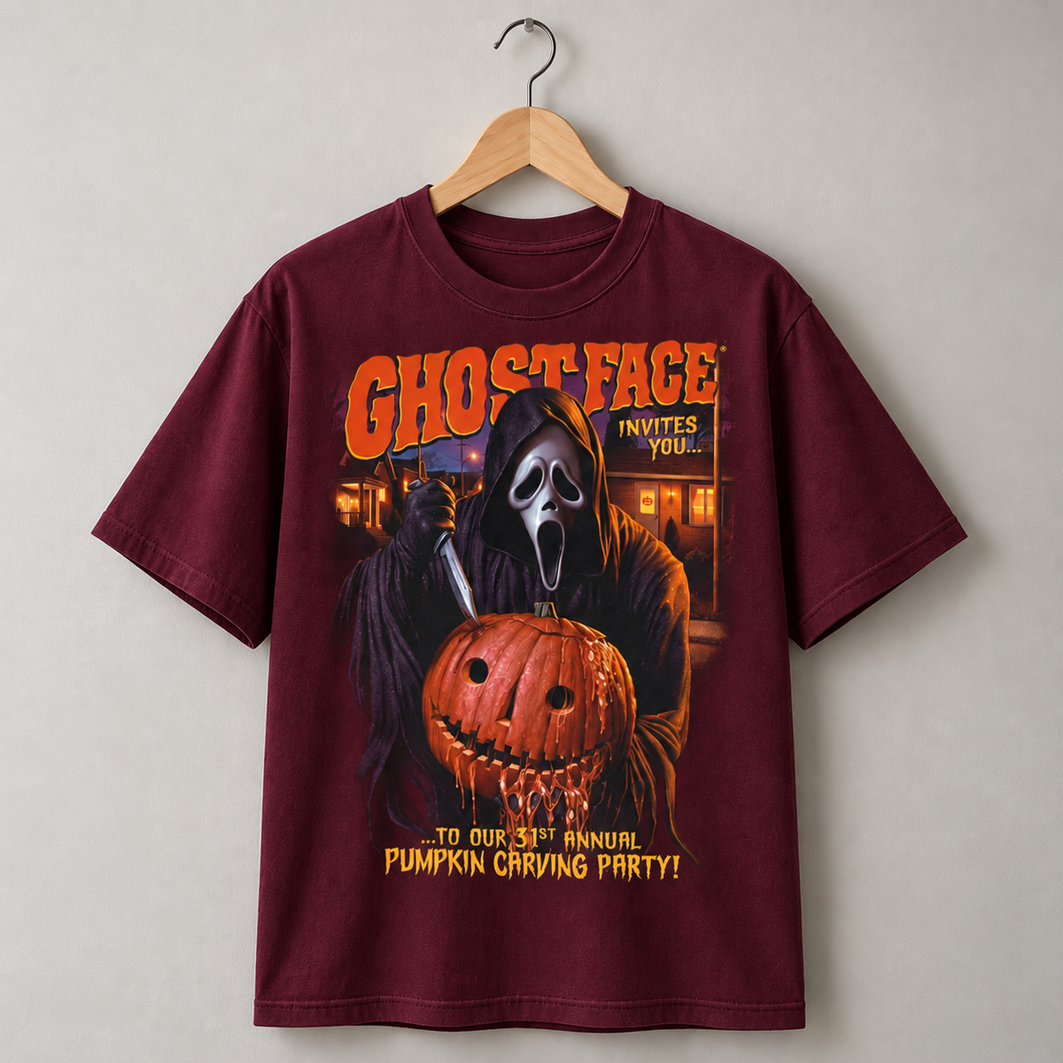 Scream Movie Ghostface T-Shirt, Halloween Pumpkin Carving Graphic Tee, Horror Film Vintage Shirt