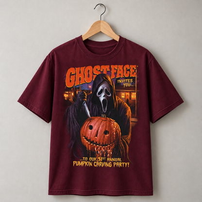 Scream Movie Ghostface T-Shirt, Halloween Pumpkin Carving Graphic Tee, Horror Film Vintage Shirt