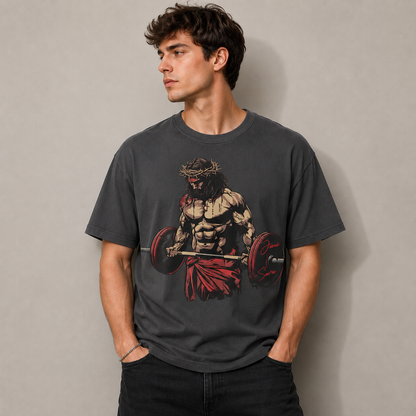 Jesus Deadlifter Gym T-Shirt Retro Christian Workout