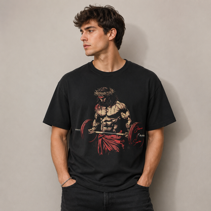 Jesus Deadlifter Gym T-Shirt Retro Christian Workout