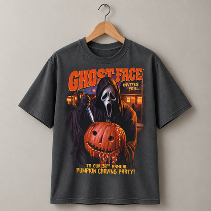 Scream Movie Ghostface T-Shirt, Halloween Pumpkin Carving Graphic Tee, Horror Film Vintage Shirt