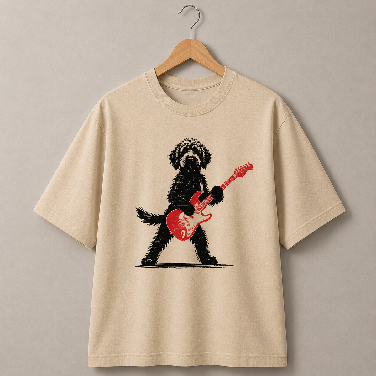 Doodle Dog Guitar T-Shirt Rock Music Graphic