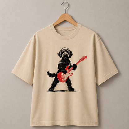 Doodle Dog Guitar T-Shirt Rock Music Graphic