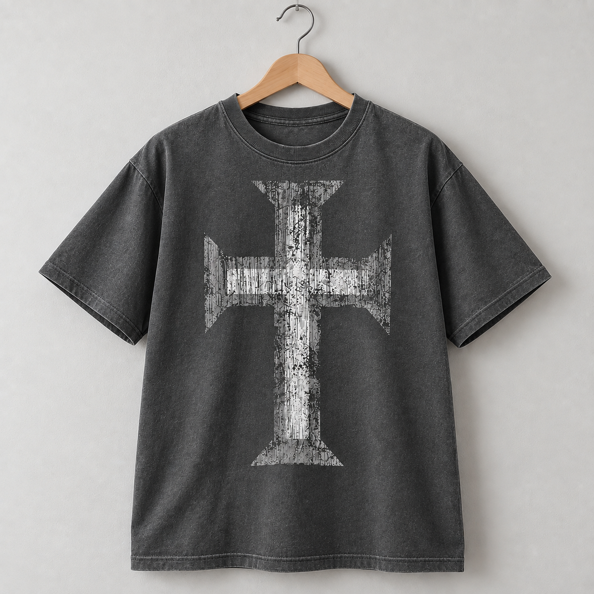 Distressed Cross Graphic Tee Christian Faith Vintage