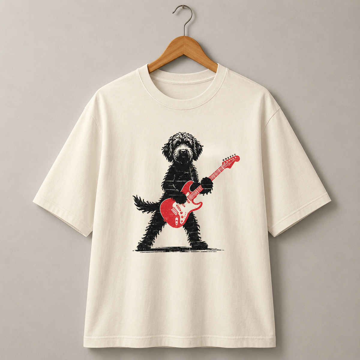 Doodle Dog Guitar T-Shirt Rock Music Graphic