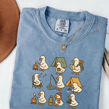 Cute Goose Camping Shirt, Funny Outdoor Adventure Tee, Cozy Camper Comfort Colors Shirt, Hiking Duck Gift for Nature Lovers