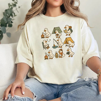 Cute Goose Camping Shirt, Funny Outdoor Adventure Tee, Cozy Camper Comfort Colors Shirt, Hiking Duck Gift for Nature Lovers