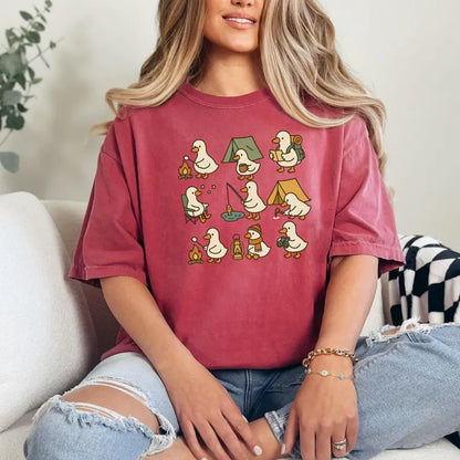 Cute Goose Camping Shirt, Funny Outdoor Adventure Tee, Cozy Camper Comfort Colors Shirt, Hiking Duck Gift for Nature Lovers