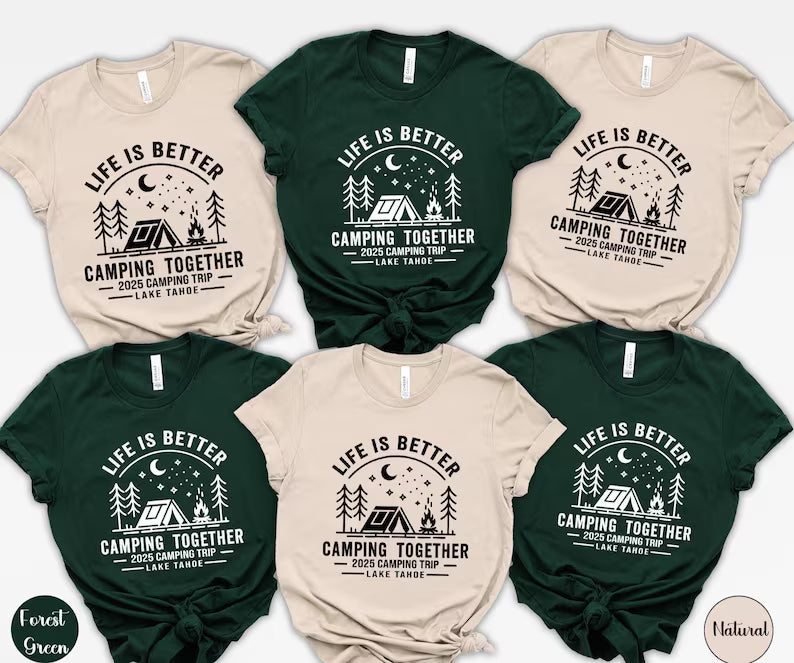 Family Camping Shirts: Personalized Mountain Vacation Matching Tees