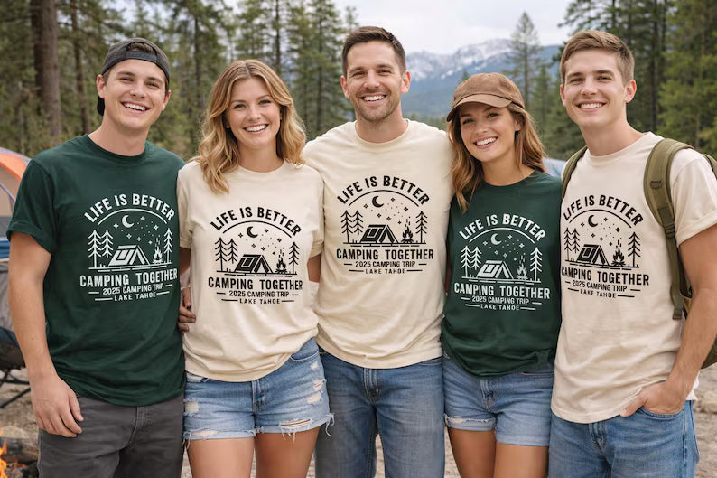 Family Camping Shirts: Personalized Mountain Vacation Matching Tees