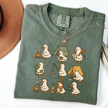 Cute Goose Camping Shirt, Funny Outdoor Adventure Tee, Cozy Camper Comfort Colors Shirt, Hiking Duck Gift for Nature Lovers