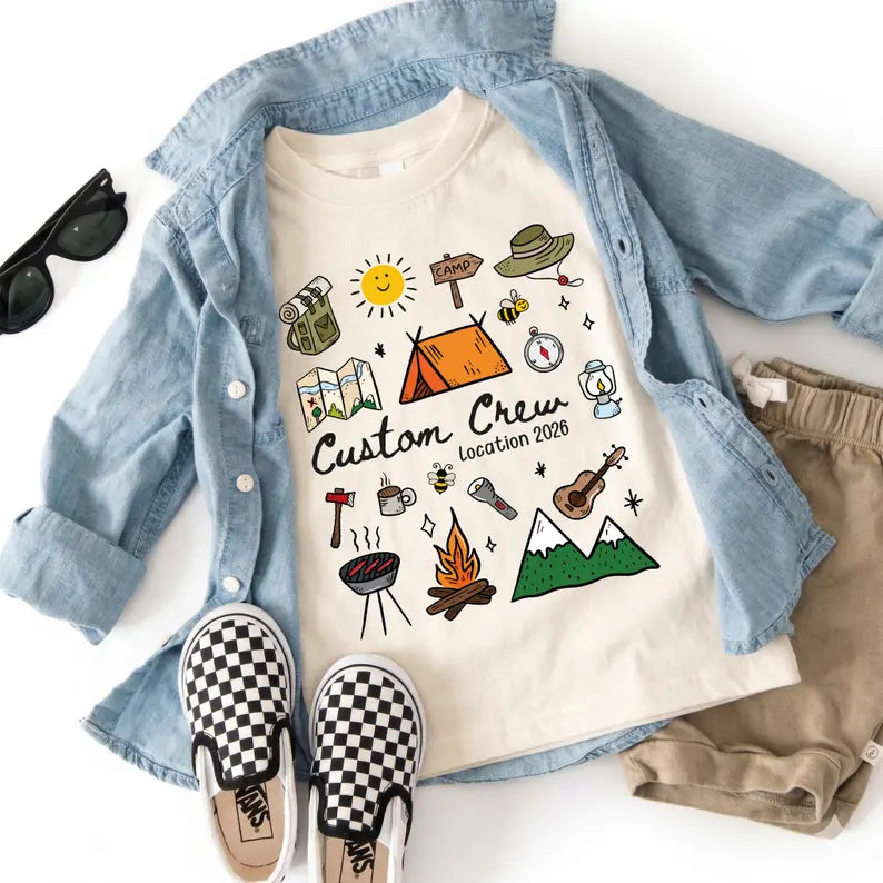 Camping Crew 2026 Shirt, Matching Cousin Crew Camp T-shirt, Kids Summer Camp Shirt, Camper Sweatshirt, Camp Birthday Boy Sweater