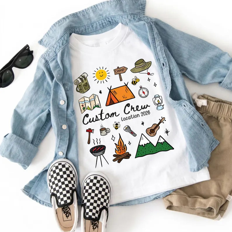 Camping Crew 2026 Shirt, Matching Cousin Crew Camp T-shirt, Kids Summer Camp Shirt, Camper Sweatshirt, Camp Birthday Boy Sweater