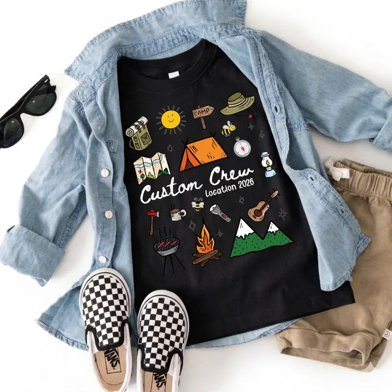Camping Crew 2026 Shirt, Matching Cousin Crew Camp T-shirt, Kids Summer Camp Shirt, Camper Sweatshirt, Camp Birthday Boy Sweater