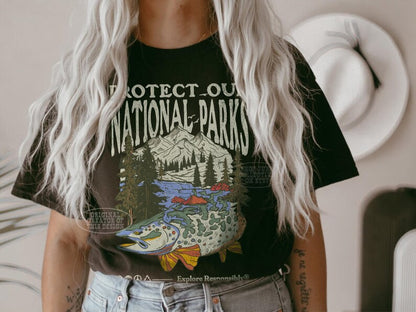 Protect Our Parks Shirt - ORIGINAL Vintage Fish Tee National Parks Shirt Camping Tshirt Hiking Clothes Granola Girl Mountains Wanderlust Tee