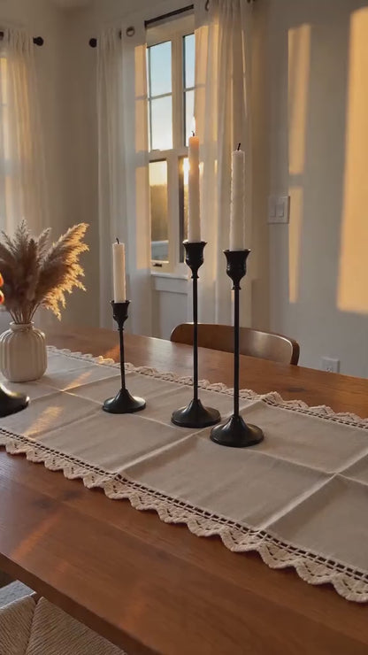 6Pcs Black Taper Candle Holders - Modern Candlestick Table Centerpiece
