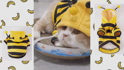 Cute Bumble Bee Pet Hoodie Costume with Bendable Antennae & Leash Hook