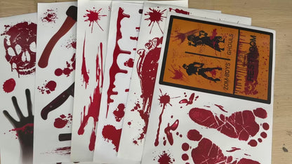 Bloody Handprint & Footprint Halloween Window Clings / Stickers