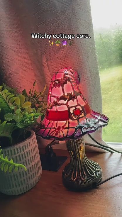 Halloween Witch Hat Table Lamp - Stained Glass Style Night Light