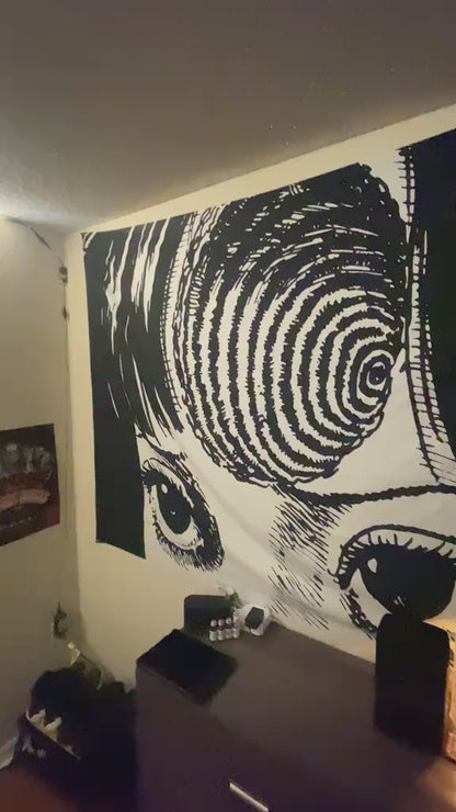 Japanese Horror Manga Tapestry - Spiral Anime Girl Wall Hanging Decor