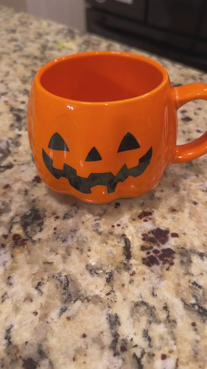 Ceramic Halloween Pumpkin Coffee Mug - 14 oz Jack O’Lantern Cup