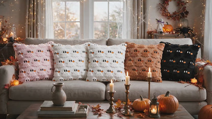 Set of 2 Halloween Ghost Soft Faux Fur Throw Pillow Covers
