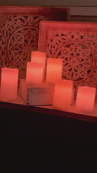 6-Pack Color Changing Flameless LED Pillar Candles with Remote & Timer