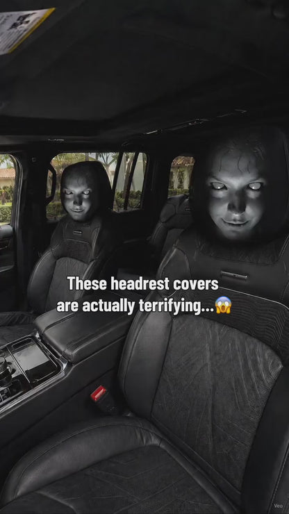 2Pack Spooky Ghost Face Headrest Covers for Cars - Halloween Auto Decor
