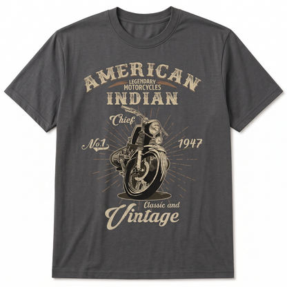 Vintage 1947 Indian Chief Motorcycle Graphic T-Shirt